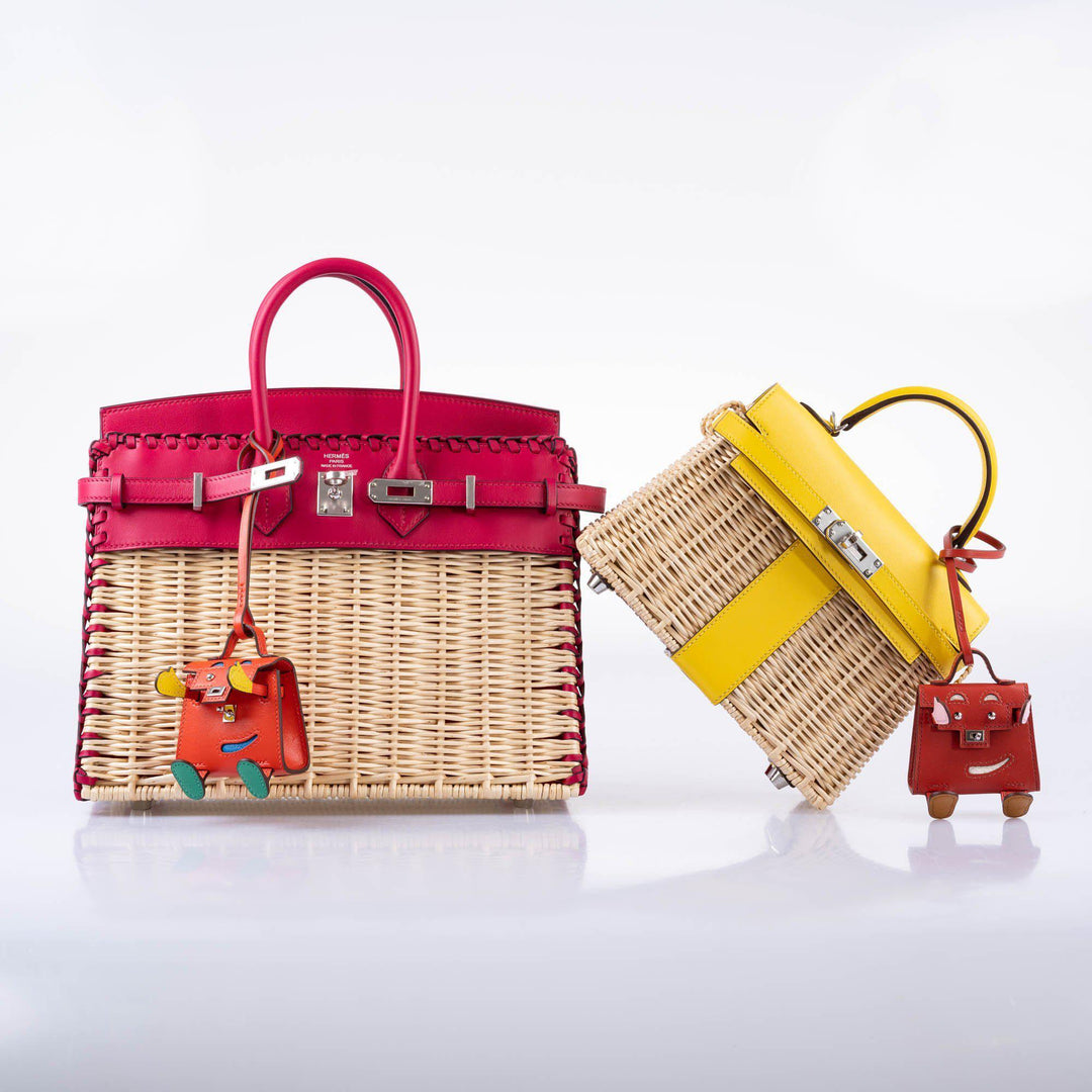 Hermès Picnic Birkin 25 Osier Wicker & Framboise Swift with Palladium Hardware - 2021, Z
