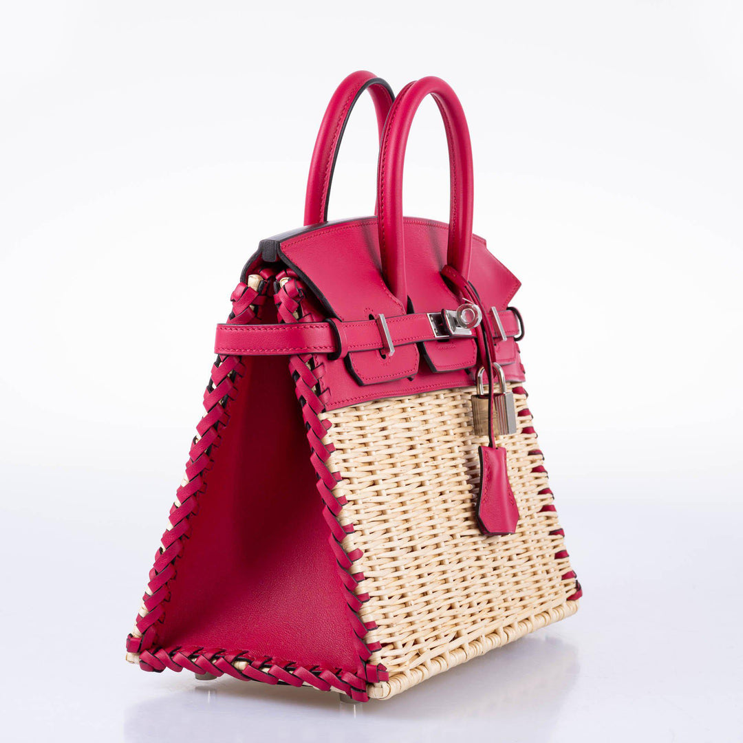 Hermès Picnic Birkin 25 Osier Wicker & Framboise Swift with Palladium Hardware - 2021, Z