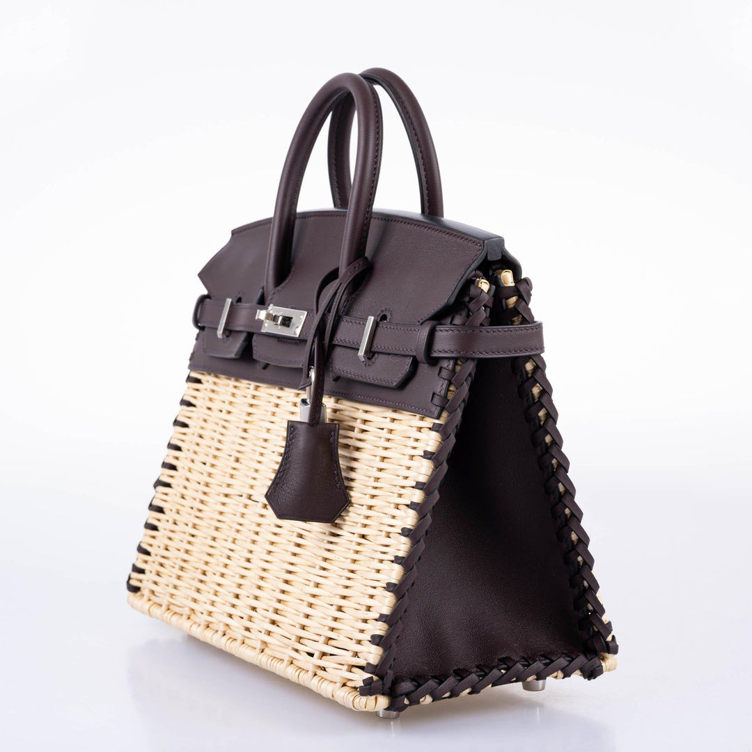 Hermès Picnic Birkin 25 Osier Wicker & Rouge Swift with Palladium Hardware - 2021, Z