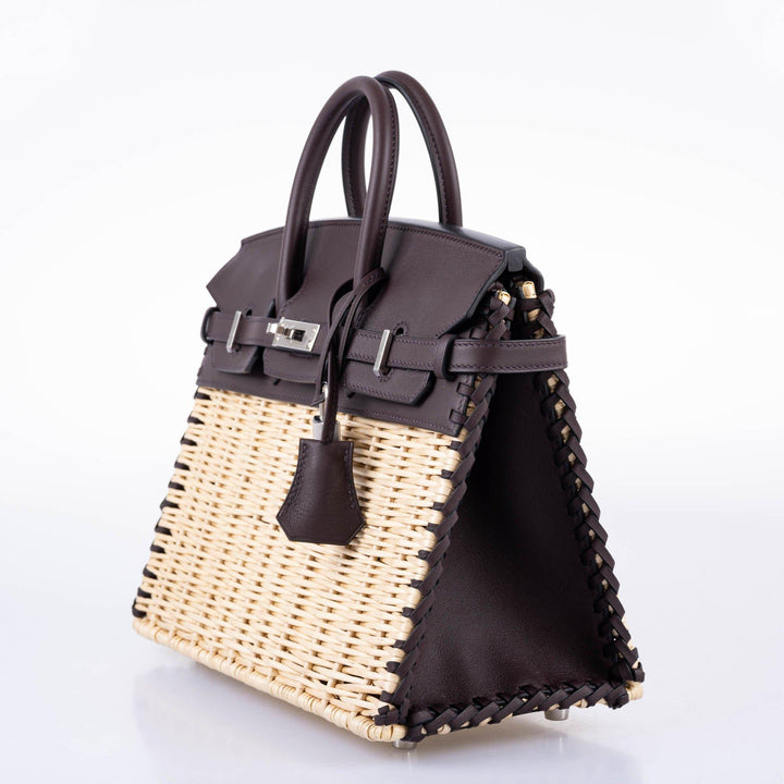 Hermès Picnic Birkin 25 Osier Wicker & Rouge Swift with Palladium Hardware - 2021, Z