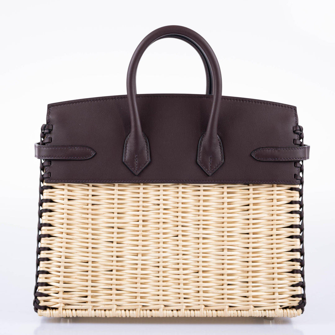 Hermès Picnic Birkin 25 Osier Wicker & Rouge Swift with Palladium Hardware - 2021, Z