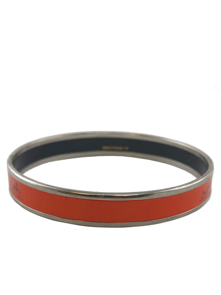 Hermes Printed Enamel Caleche Narrow Bracelet 70