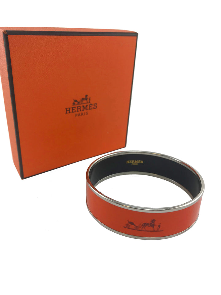 Top quality Hermes Printed Enamel Caleche Wide Bracelet 65