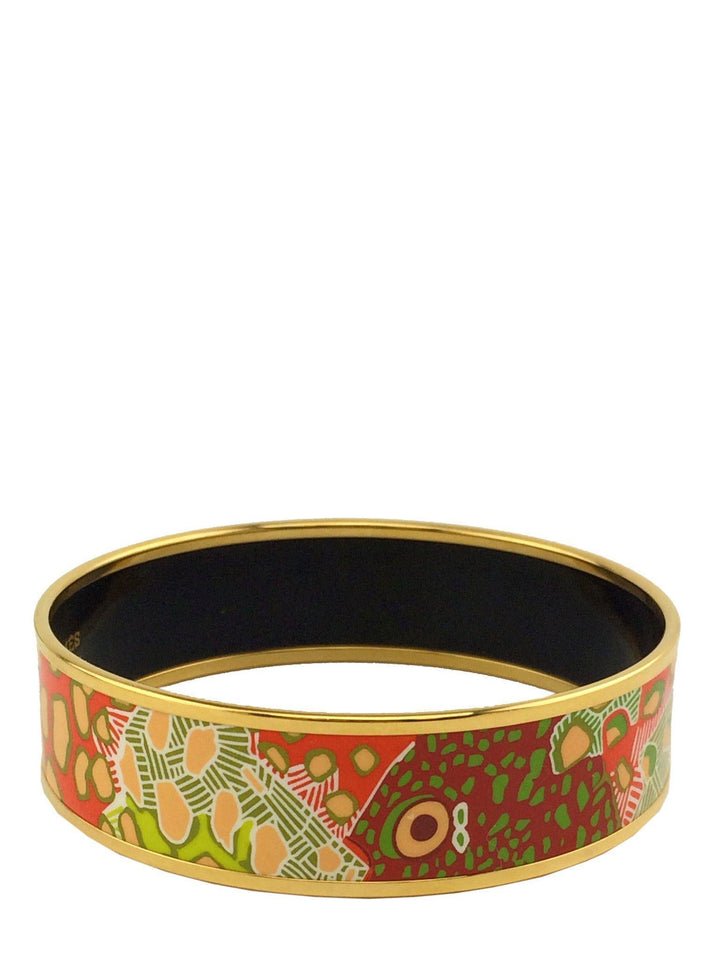 Top quality Hermes Printed Enamel Grand Fonds Wide Bracelet 70