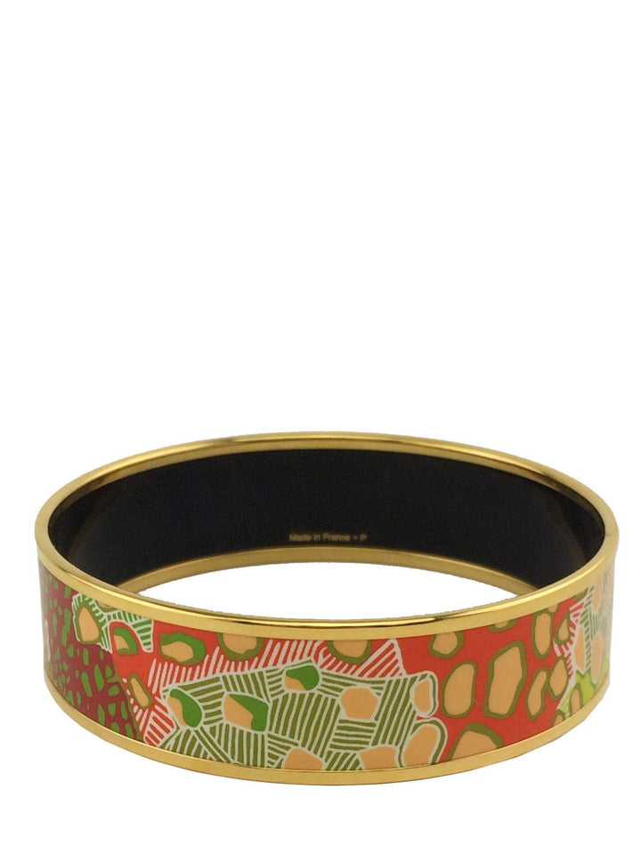 Top quality Hermes Printed Enamel Grand Fonds Wide Bracelet 70