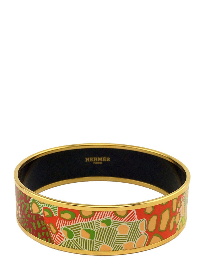Top quality Hermes Printed Enamel Grand Fonds Wide Bracelet 70