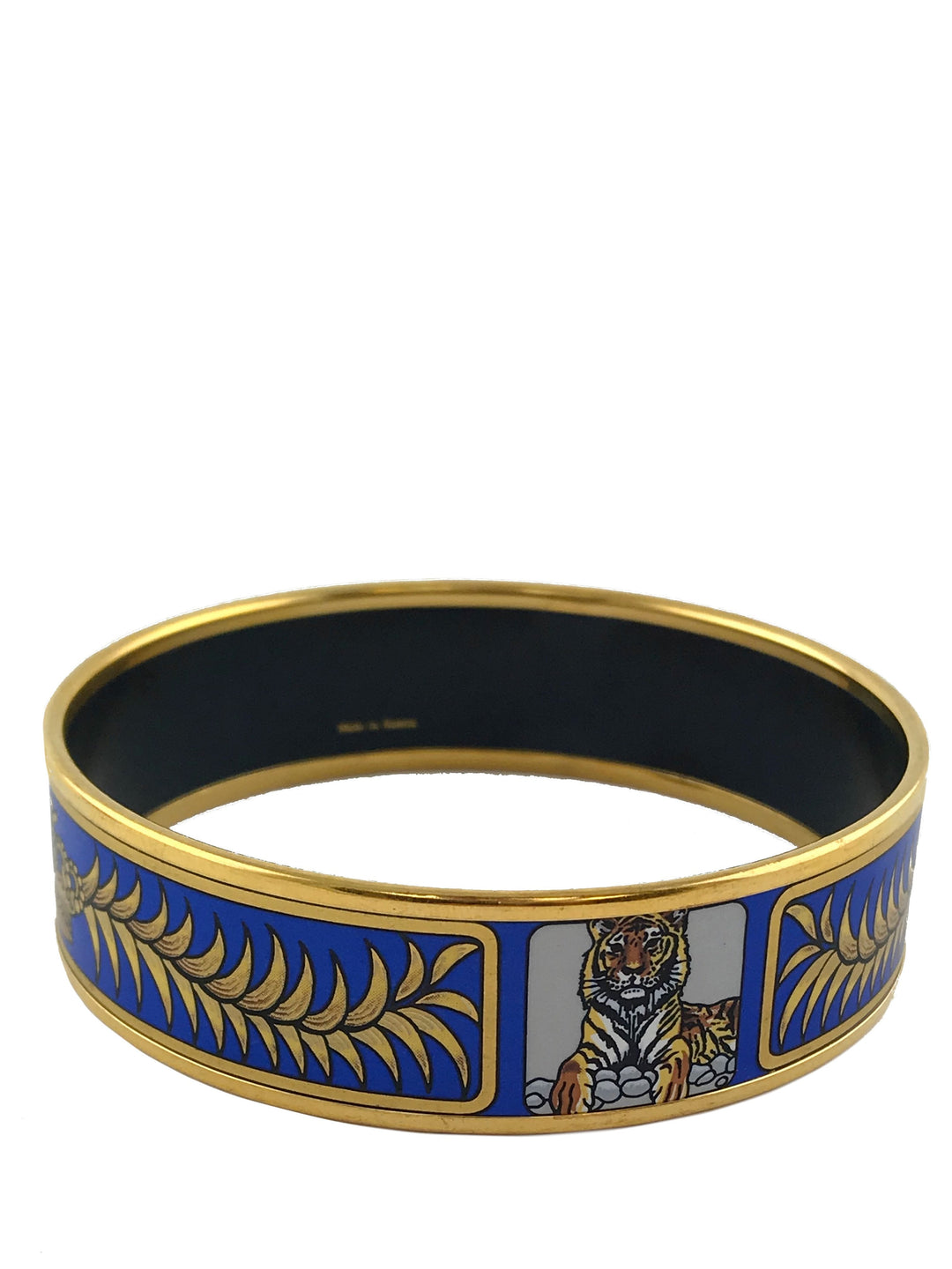 Hermes Printed Enamel Royal Tiger Wide Bracelet 70