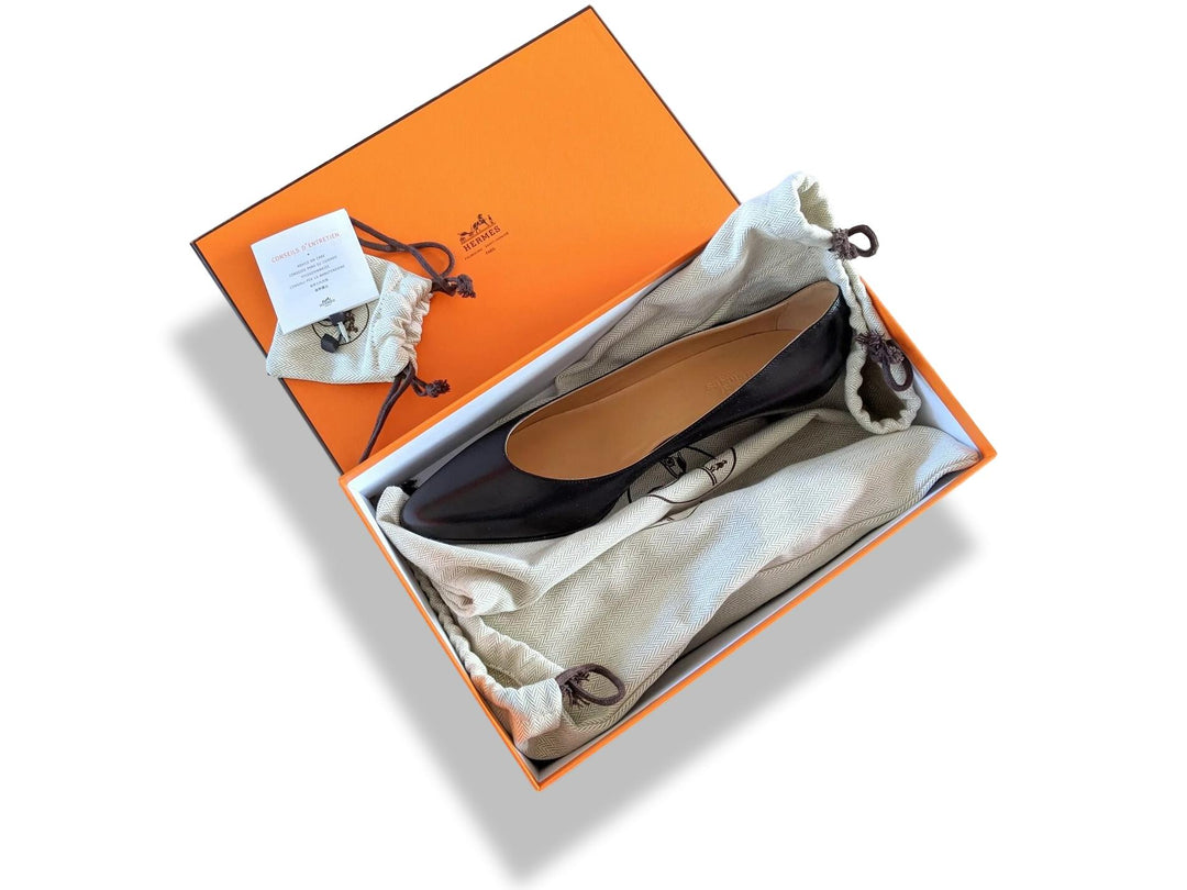 Top quality Hermes [SH11] Black Box FAUBOURG Pointed Toe Women Shoes Sz 40 BNIB!