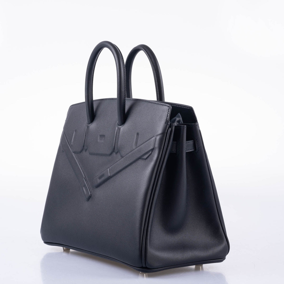 Hermès Shadow Birkin 25 Black Swift Leather Palladium Hardware
