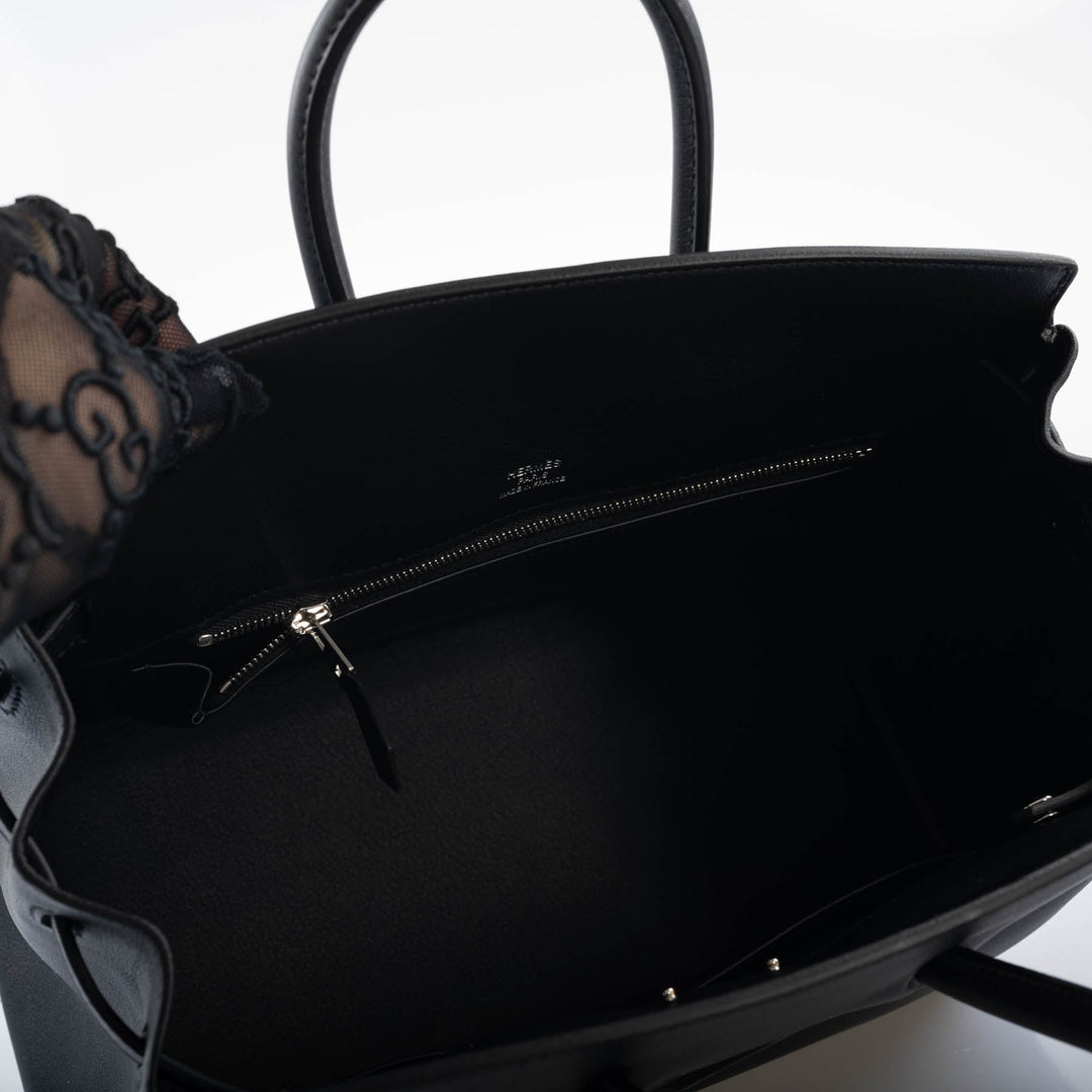Hermès Shadow Birkin 25 Black Swift Leather Palladium Hardware