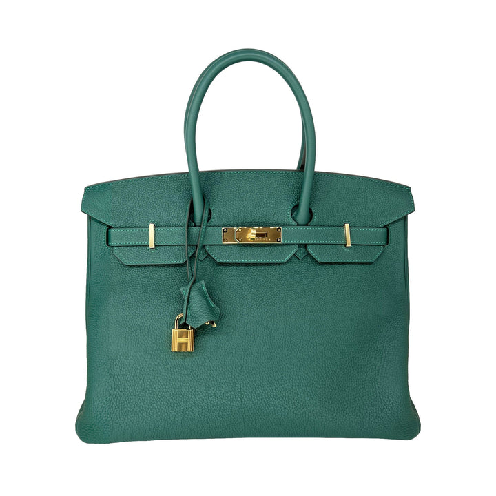 Hermes Birkin Malachite Togo Designer Bag B35 GHW