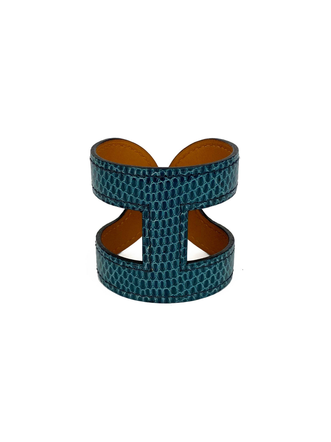 Hermes Blue Lizard Leather Ano Bracelet
