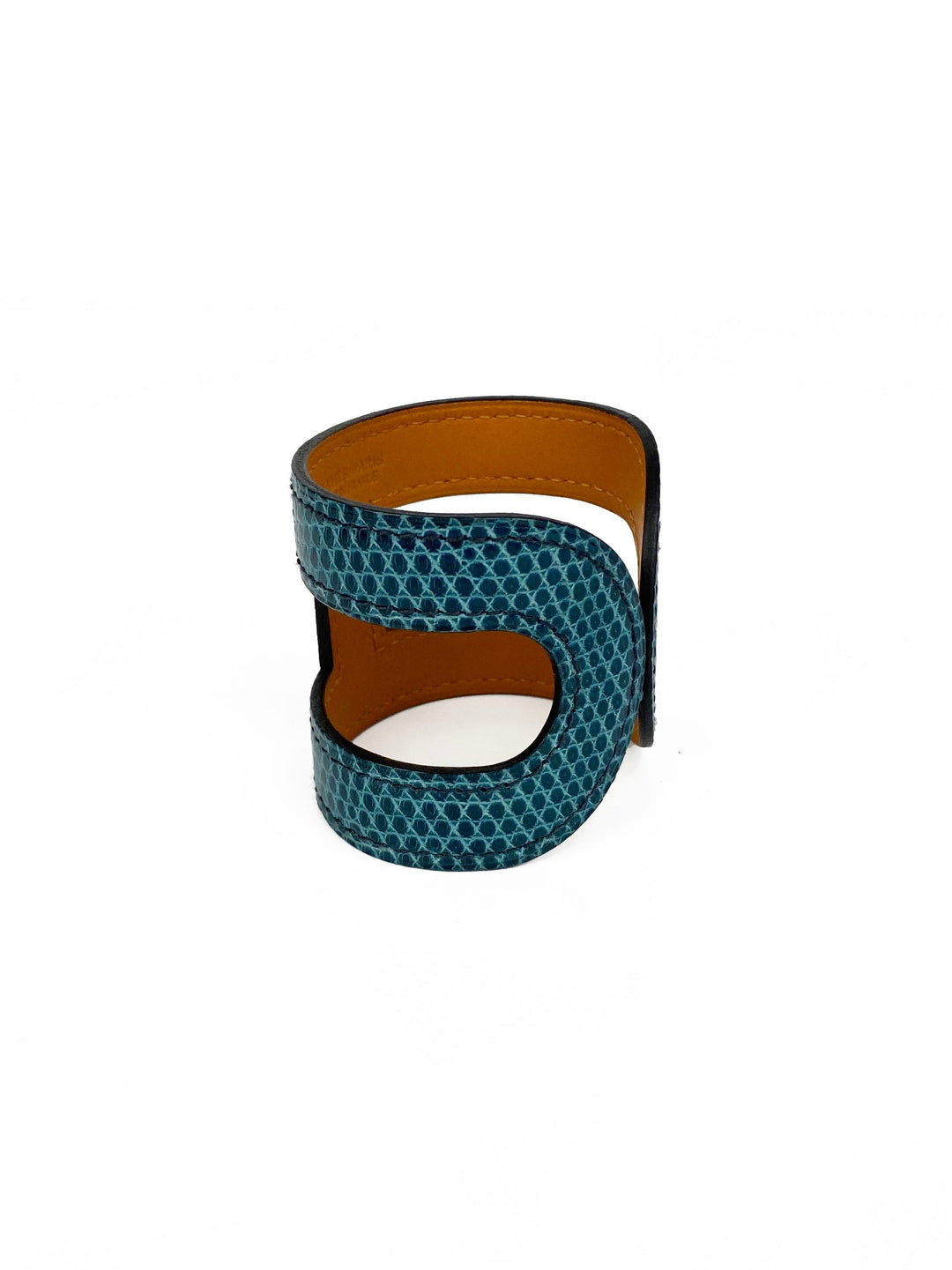 Hermes Blue Lizard Leather Ano Bracelet