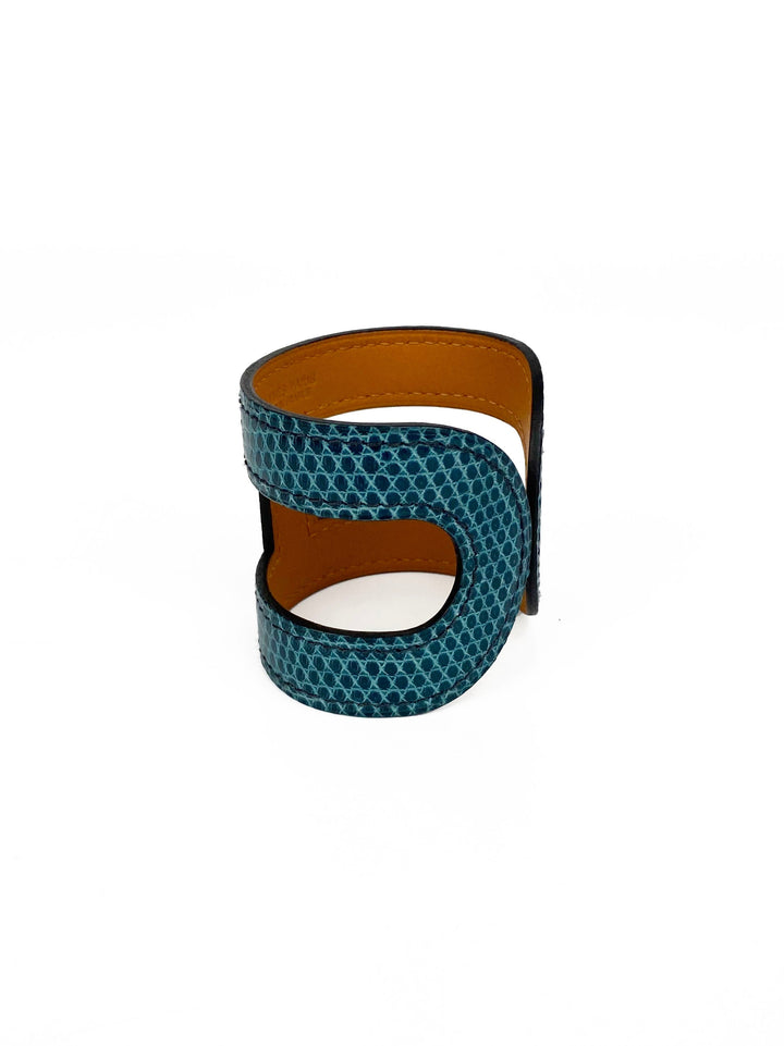 Hermes Blue Lizard Leather Ano Bracelet