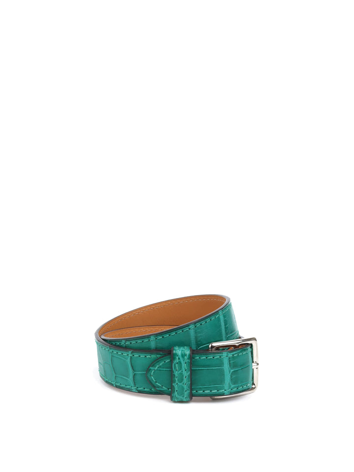 Hermes Malachite Alligator Etriviere Bracelet