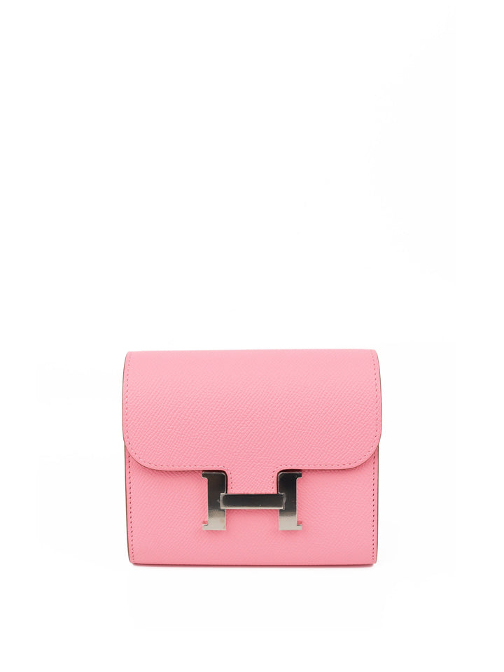 Hermes Rose Confetti Constance Epsom Slim Wallet