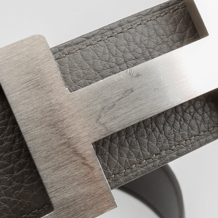 Top quality Hermes 38MM Veau/Togo Leather Strap Black & Grey with Constance 38MM Silver Buckle
