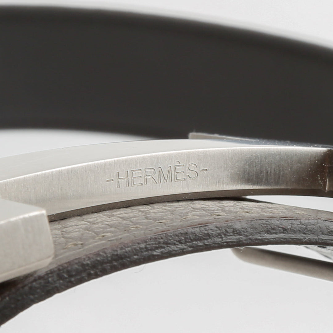 Top quality Hermes 38MM Veau/Togo Leather Strap Black & Grey with Constance 38MM Silver Buckle