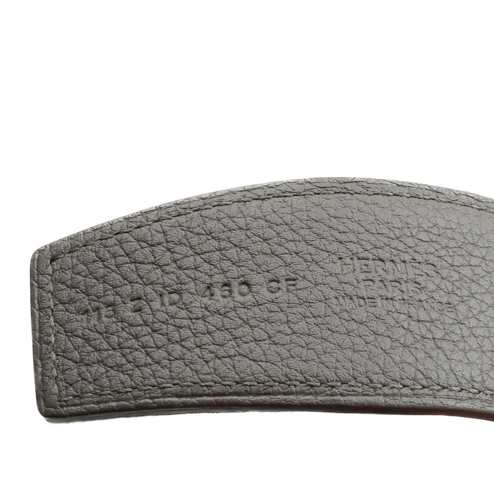 Top quality Hermes 38MM Veau/Togo Leather Strap Black & Grey with Constance 38MM Silver Buckle