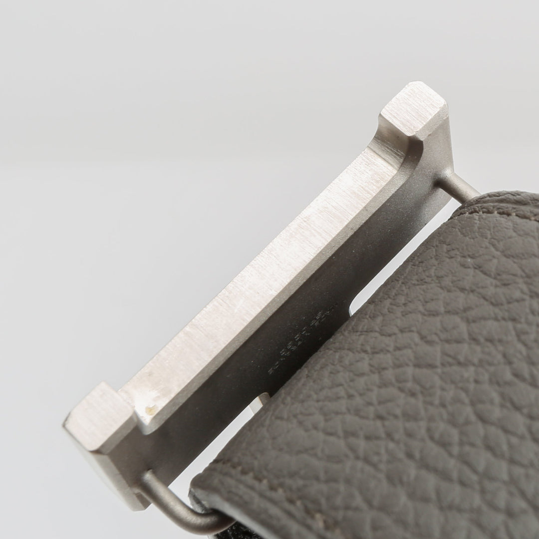 Top quality Hermes 38MM Veau/Togo Leather Strap Black & Grey with Constance 38MM Silver Buckle