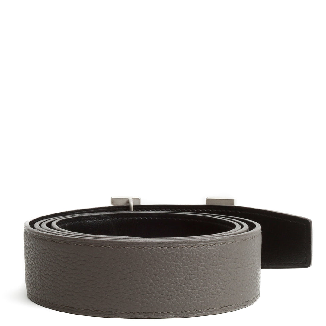 Top quality Hermes 38MM Veau/Togo Leather Strap Black & Grey with Constance 38MM Silver Buckle