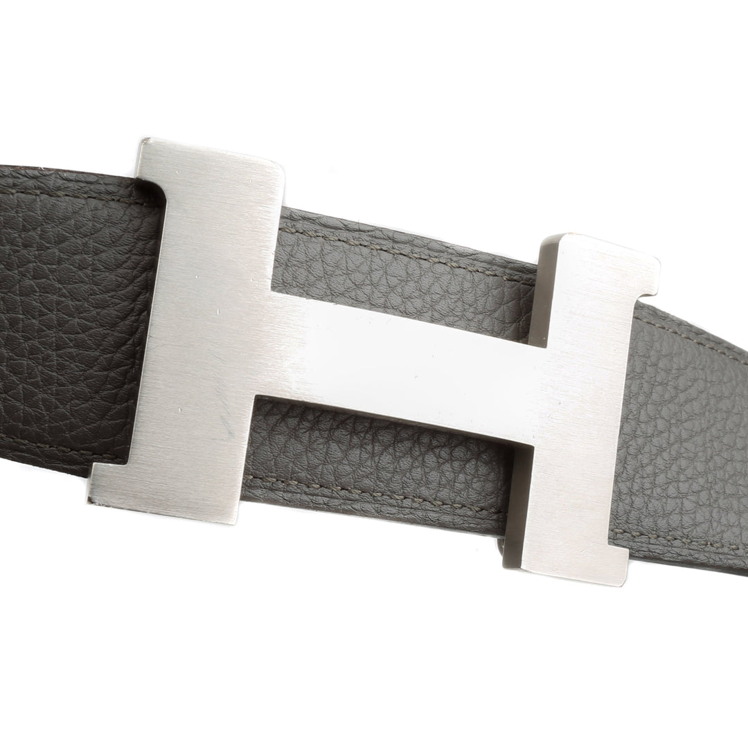 Top quality Hermes 38MM Veau/Togo Leather Strap Black & Grey with Constance 38MM Silver Buckle