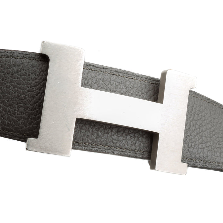 Top quality Hermes 38MM Veau/Togo Leather Strap Black & Grey with Constance 38MM Silver Buckle