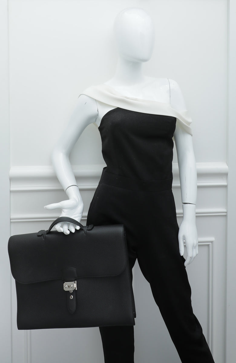 Hermes Noir Sac a Depeches 2 Messenger Bag