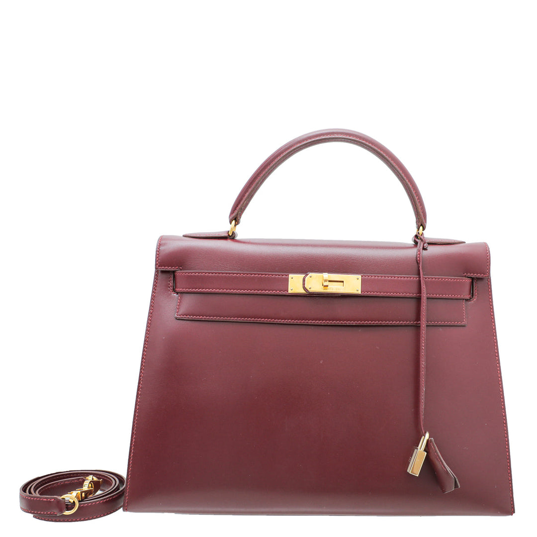 Hermes Rouge H Box Sellier Kelly 32 Bag