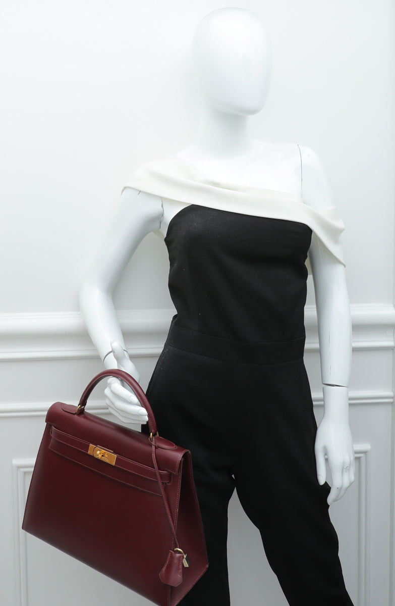 Hermes Rouge H Box Sellier Kelly 32 Bag