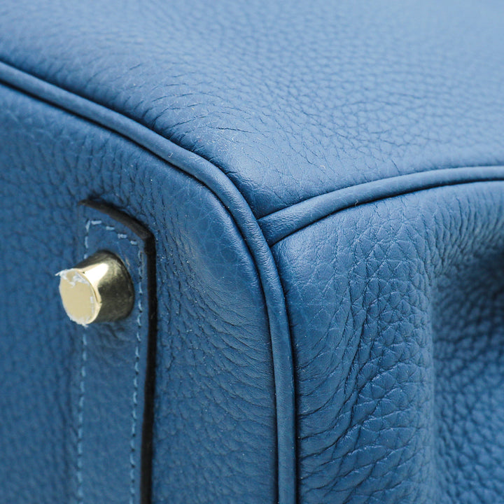 Hermes Blue De Galice Birkin 30 Bag w/Twilly