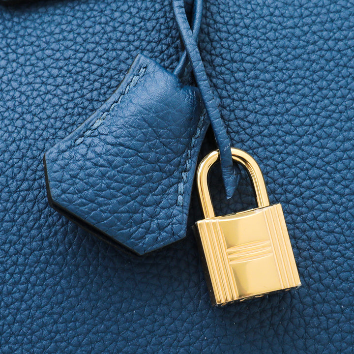 Hermes Blue De Galice Birkin 30 Bag w/Twilly