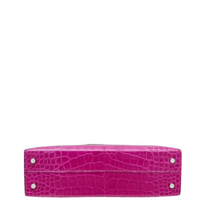 Hermes Rose Scheherazade Shiny Alligator Mini Kelly 20 Bag
