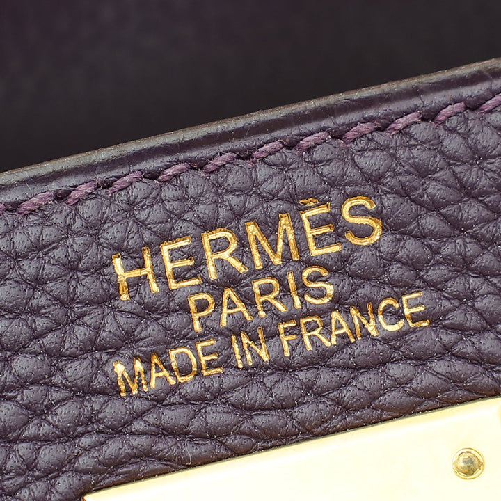 Hermes Raisin Retourne Kelly 35 Bag w/Scarf