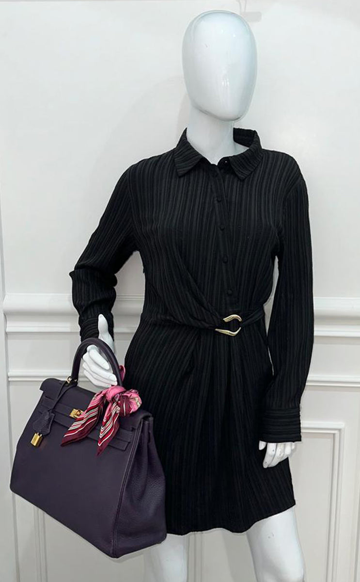 Hermes Raisin Retourne Kelly 35 Bag w/Scarf