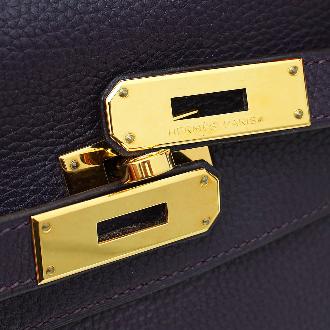 Hermes Raisin Retourne Kelly 35 Bag w/Scarf