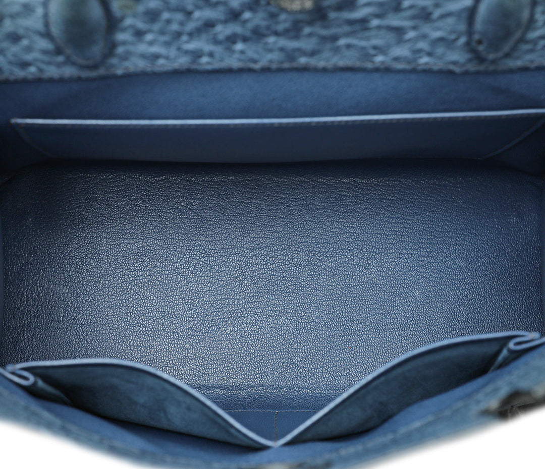 Hermes Blue Roy Ostrich Dalvy 30 Bag