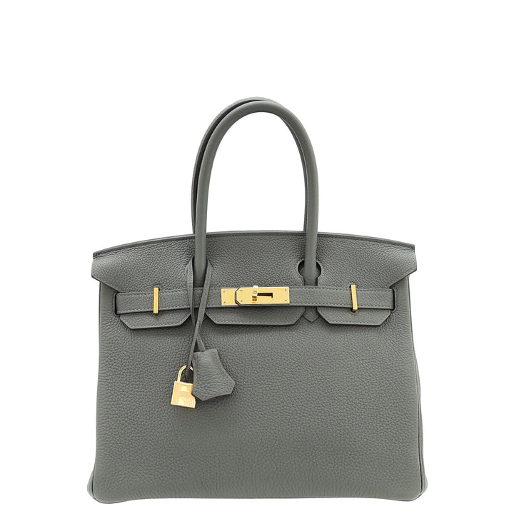 Hermes Gris Etain Retourne Birkin 30 Bag