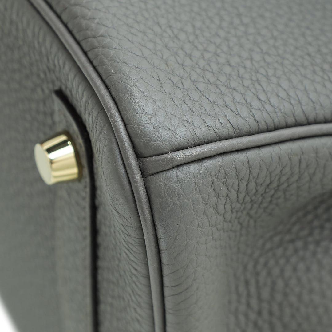 Hermes Gris Etain Retourne Birkin 30 Bag