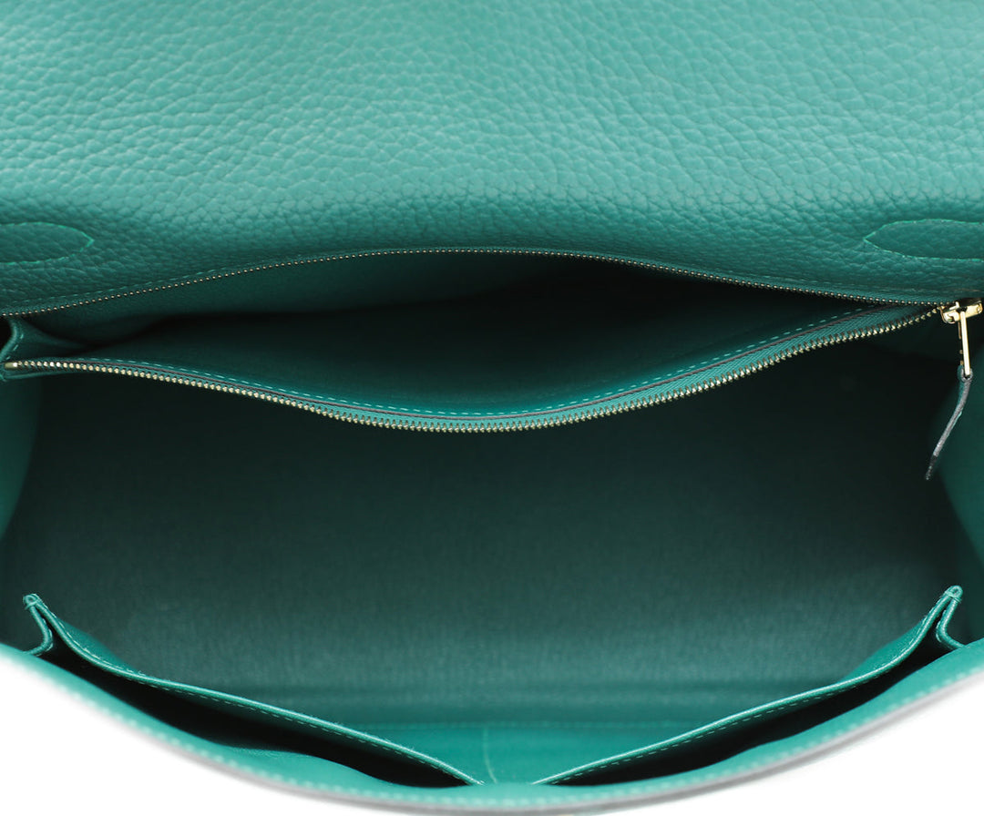 Hermes Malachite Retourne Kelly 32 Bag W/ Twilly