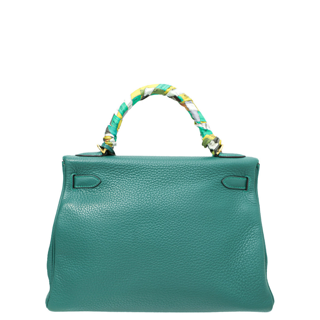 Hermes Malachite Retourne Kelly 32 Bag W/ Twilly
