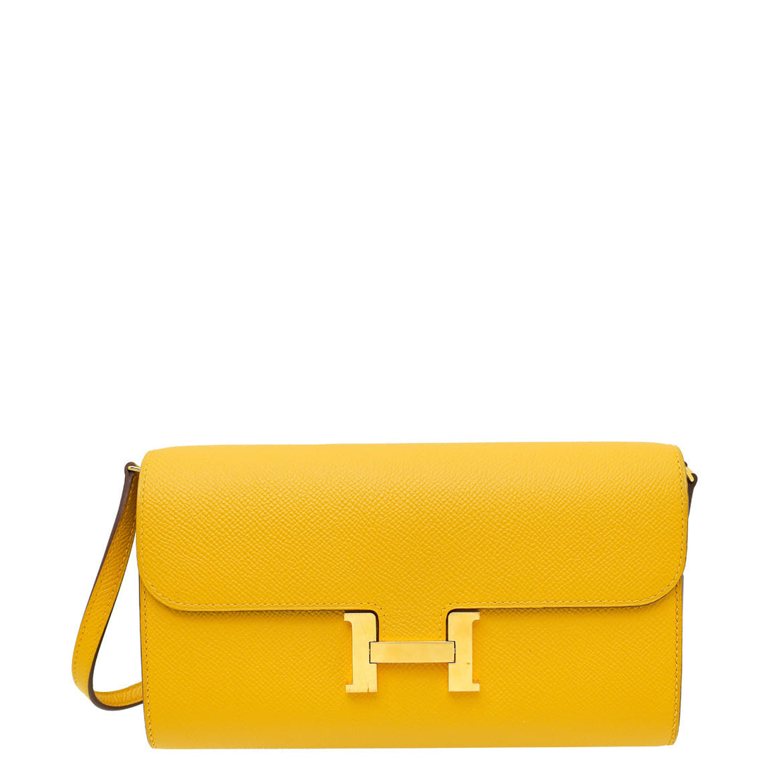 Top quality Hermes Jaune Ambre Constance To Go Wallet