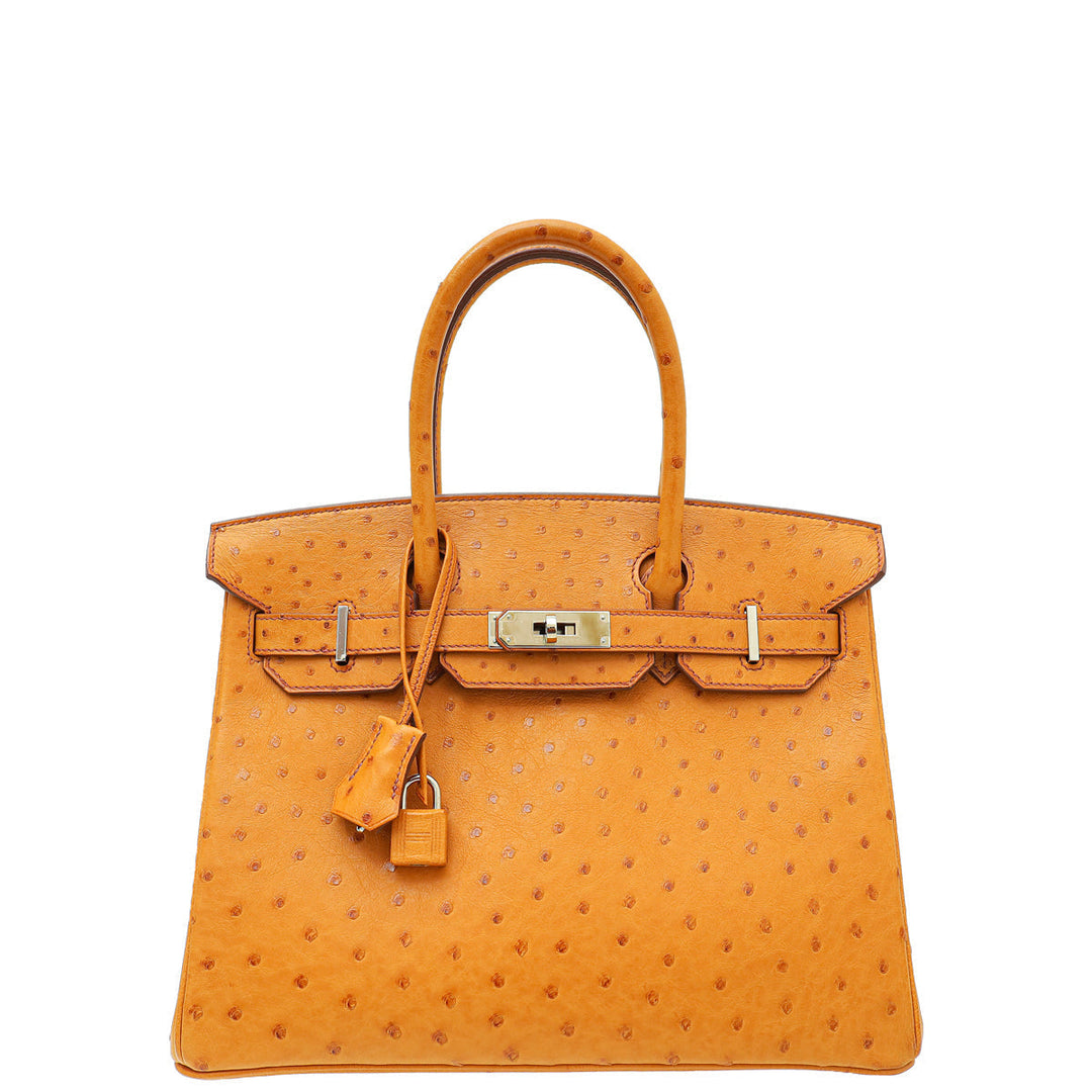 Top quality Hermes Cognac Ostrich Birkin 30 Bag