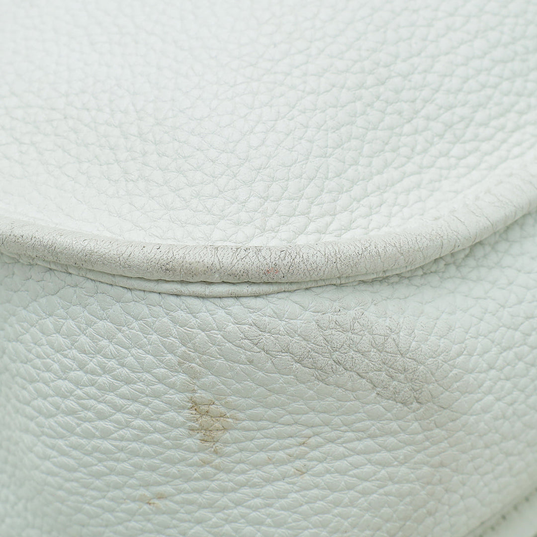 Hermes Blanc Evelyne III Clemence Leather PM Bag