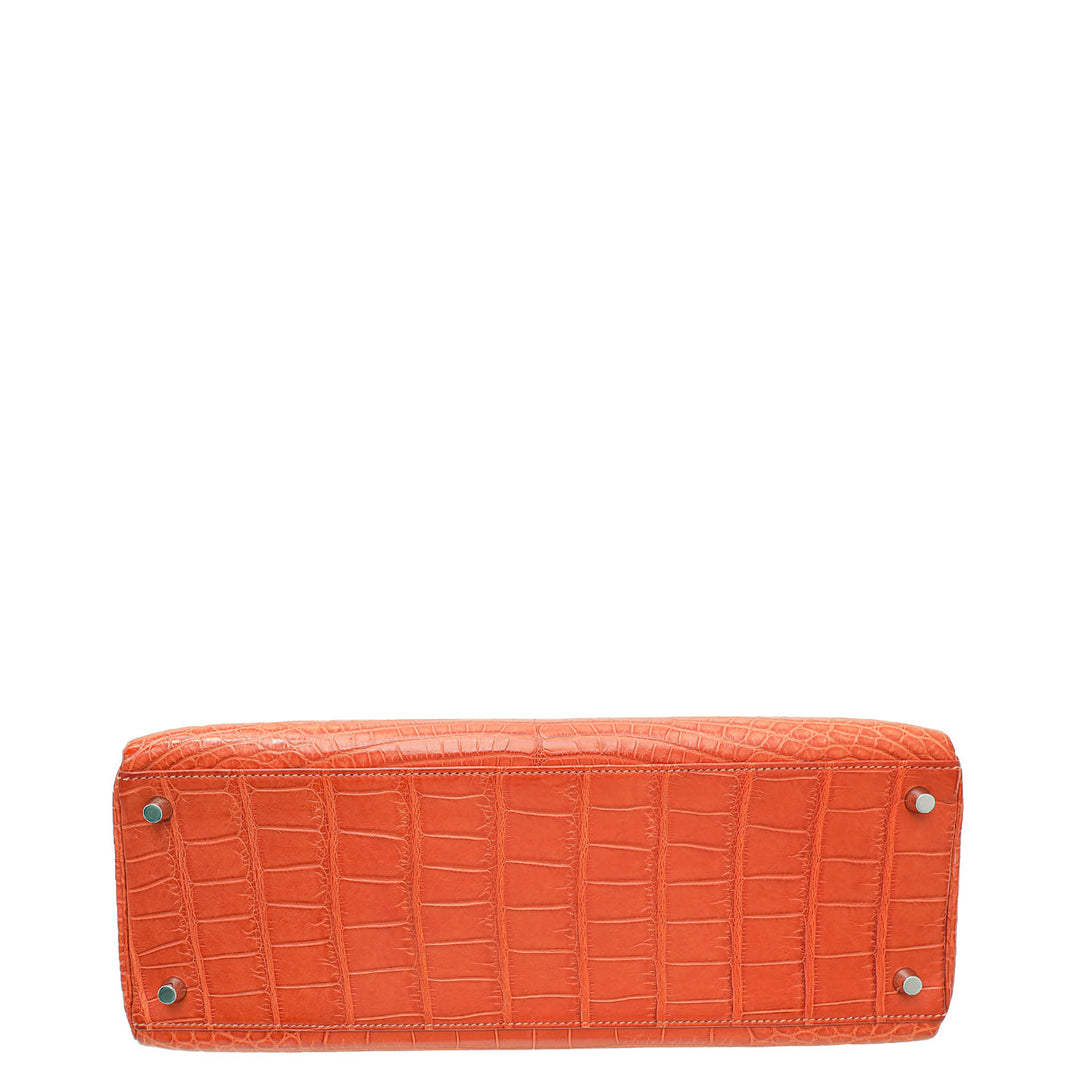Hermes Sanguine Matte Alligator Kelly 35 Bag