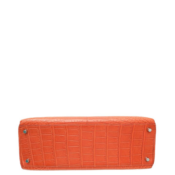 Hermes Sanguine Matte Alligator Kelly 35 Bag