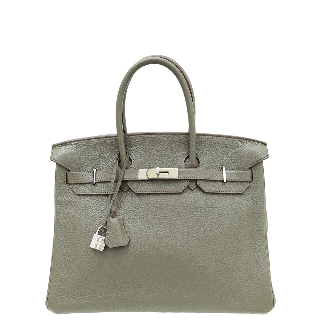Hermes Gris Etain Birkin 35 Bag