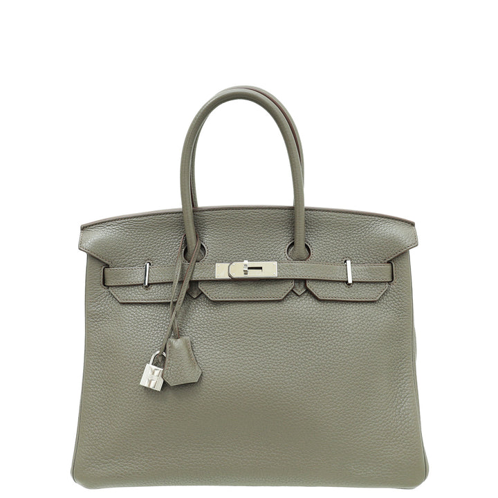 Hermes Gris Etain Birkin 35 Bag