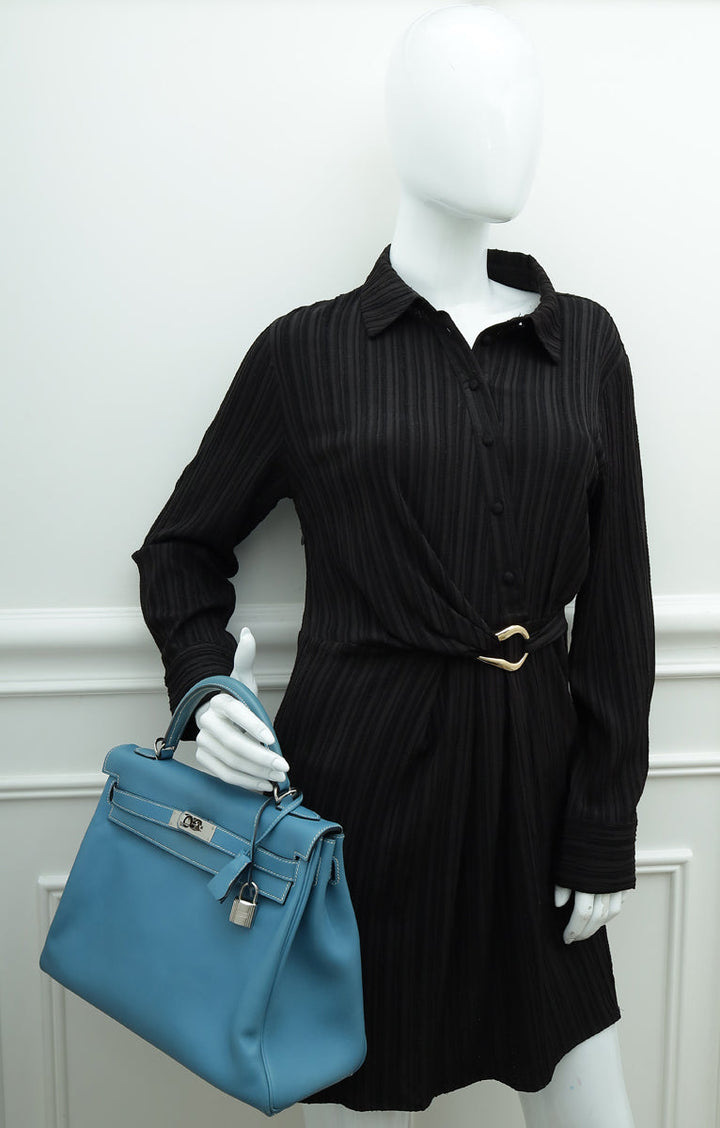 Hermes Bleu Jeans Swift Retourne Kelly 32 Bag