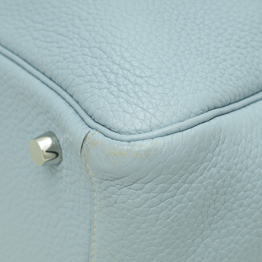Hermes Blue Lin Lindy 30 Bag